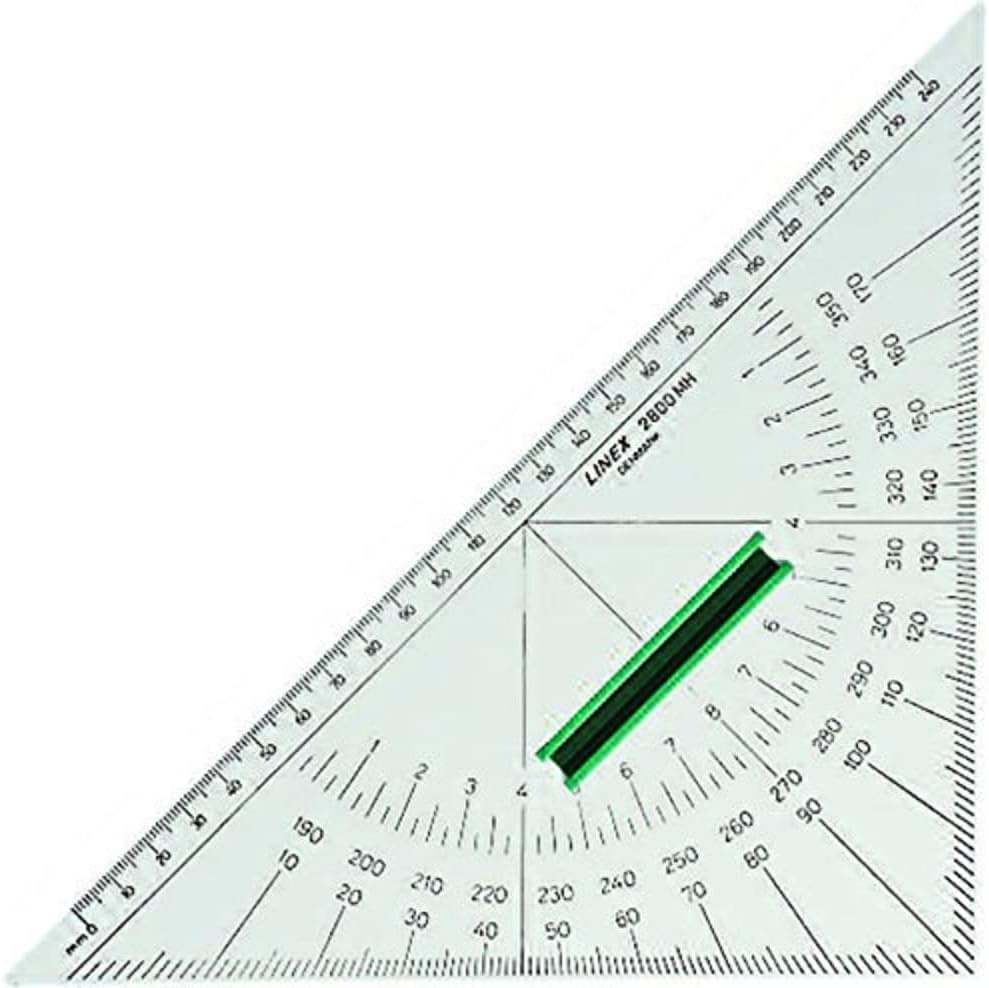 LINEX Geometrie-Dreieck mit Winkelmesser, Facette, metrischer Skala und abnehmbarem Griff - verschiedene Ausführungen