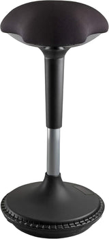 Unilux MOOVE Bürohocker schwarz, dynamisch Sitzen oder Stehen dank abgerundetem Fuß, dreieckiger Polstersitz, Höhenverstellung von 63 bis 89 cm mit Hydraulik