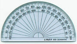 LINEX Nature Serie Winkelmesser aus Maisstärke, transparent, 100 mm Durchmesser, 2 mm dick, 180° Bogenlänge, Facette, biologisch abbaubar
