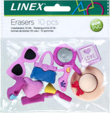 LINEX Motivradiergummis "Girl Bag", Beutel mit 10 unterschiedlichen Motiven