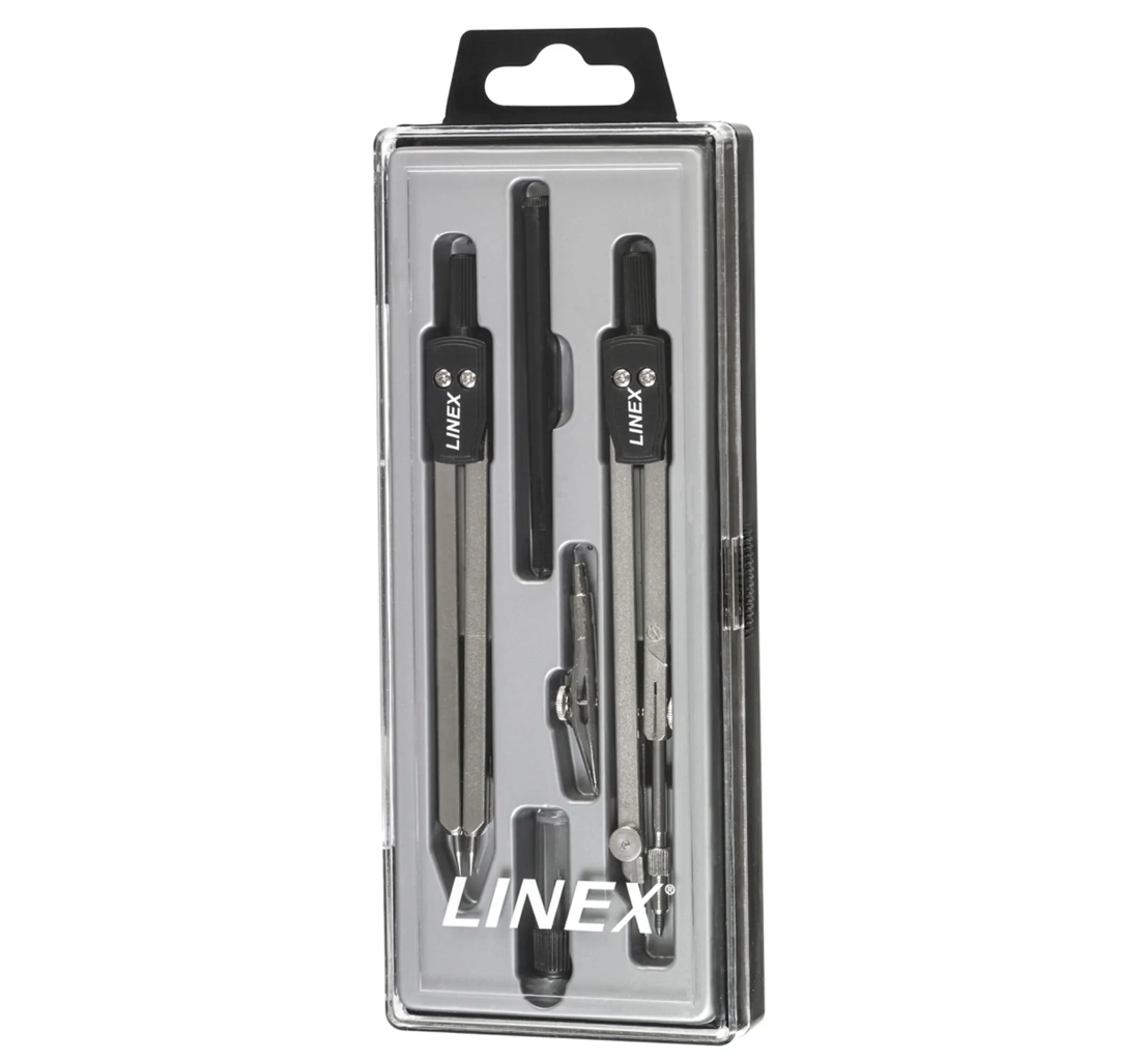 LINEX Zirkel-Set mit Kniegelenk, Stifthalter, Ersatzminen und Stechzirkel - verschiedene Ausführungen