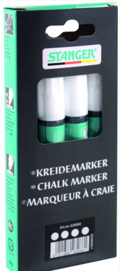 Kreidemarker | 4er Set | weiß | 2-4mm