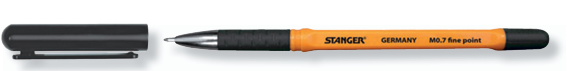 Kugelschreiber Finepoint mit Softgrip | 0,7 mm | schwarz | mit Stiftkappe
