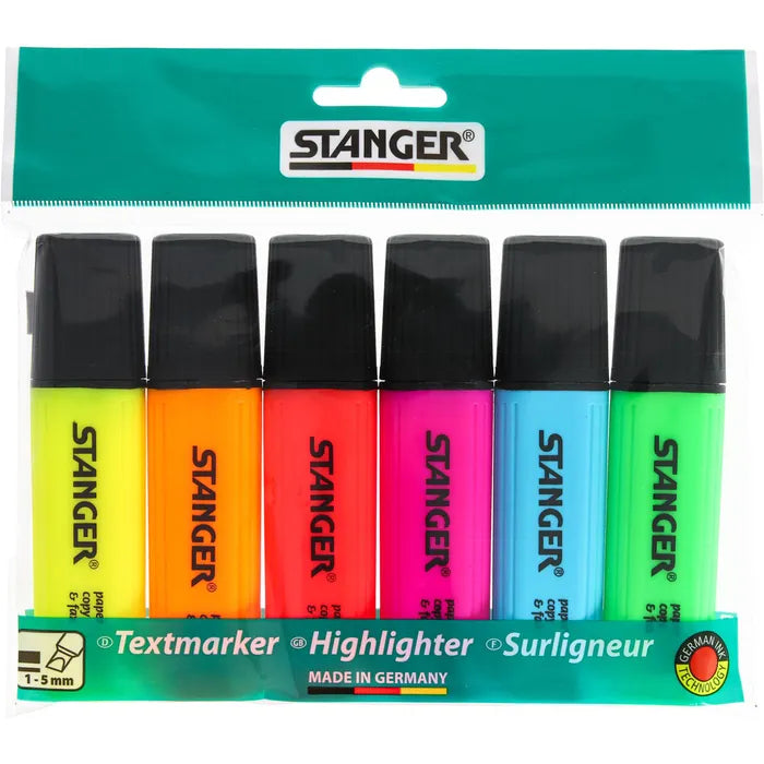 Textmarker Stanger | 6 Stück | Neonfarben