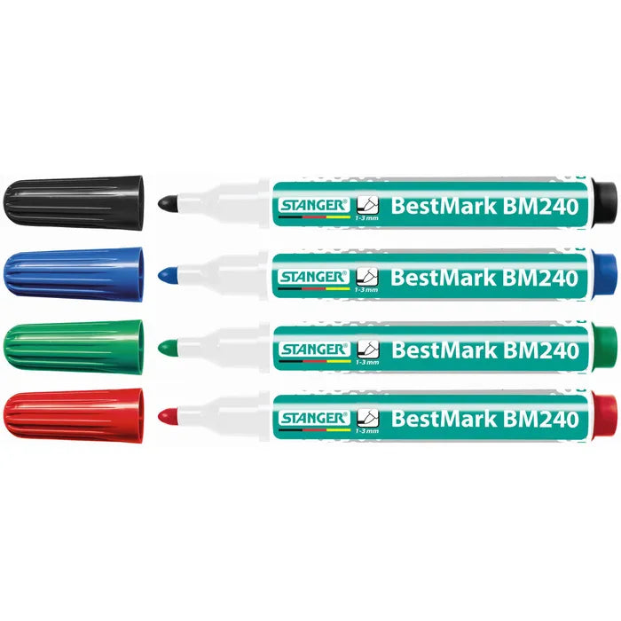 Stanger Whiteboard Marker BM240 | 4erSet | schwarz, blau, grün und rot