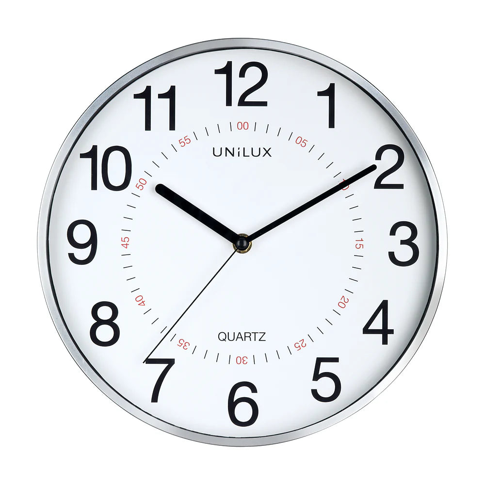 Unilux ARIA Wanduhr metallgrau, Durchmesser: 30,5 cm, Quarzuhrwerk