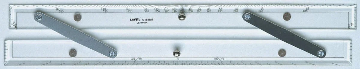LINEX Parallellineal mit Winkelmesser, Facetten an 4 Seiten, Korkunterseite, Acryllineal und Aluminiumgelenke