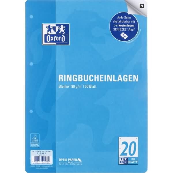 Oxford Ringbucheinlagen A4, verschiedene Lineaturen